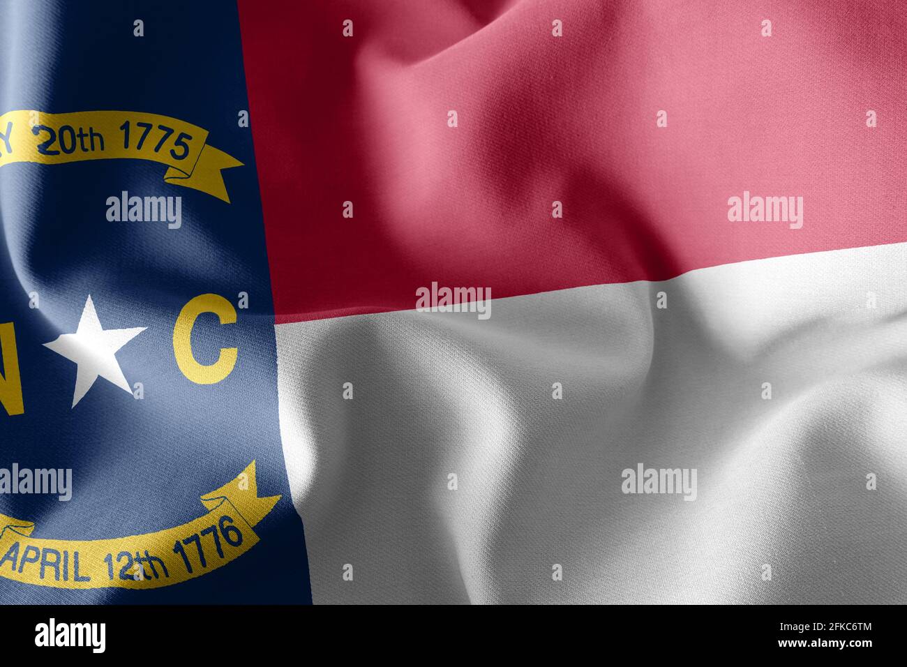 3D illustration flag of North Carolina is a region of United States ...