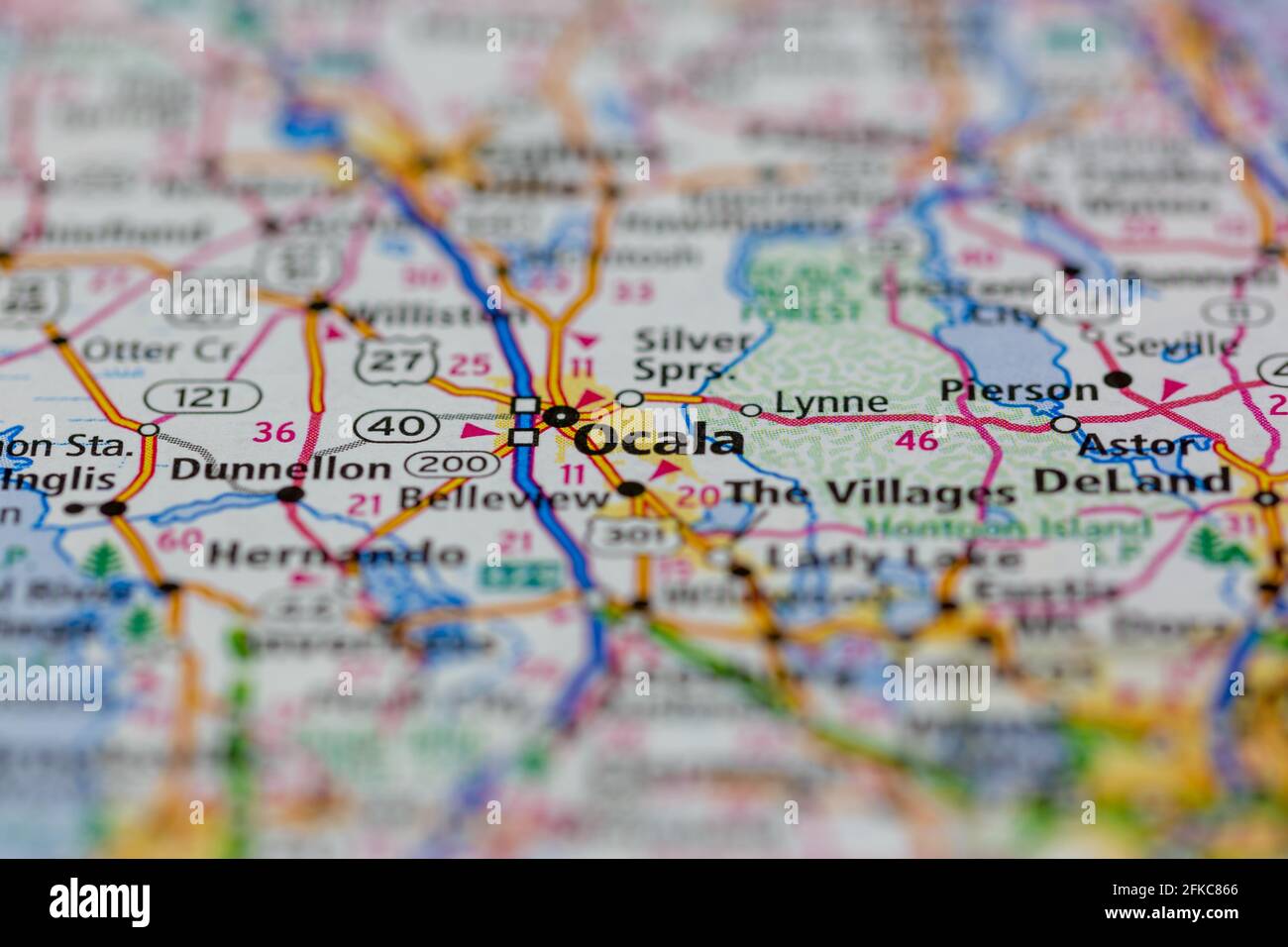 Ocala Florida USA Shown on a geography map or road map Stock Photo