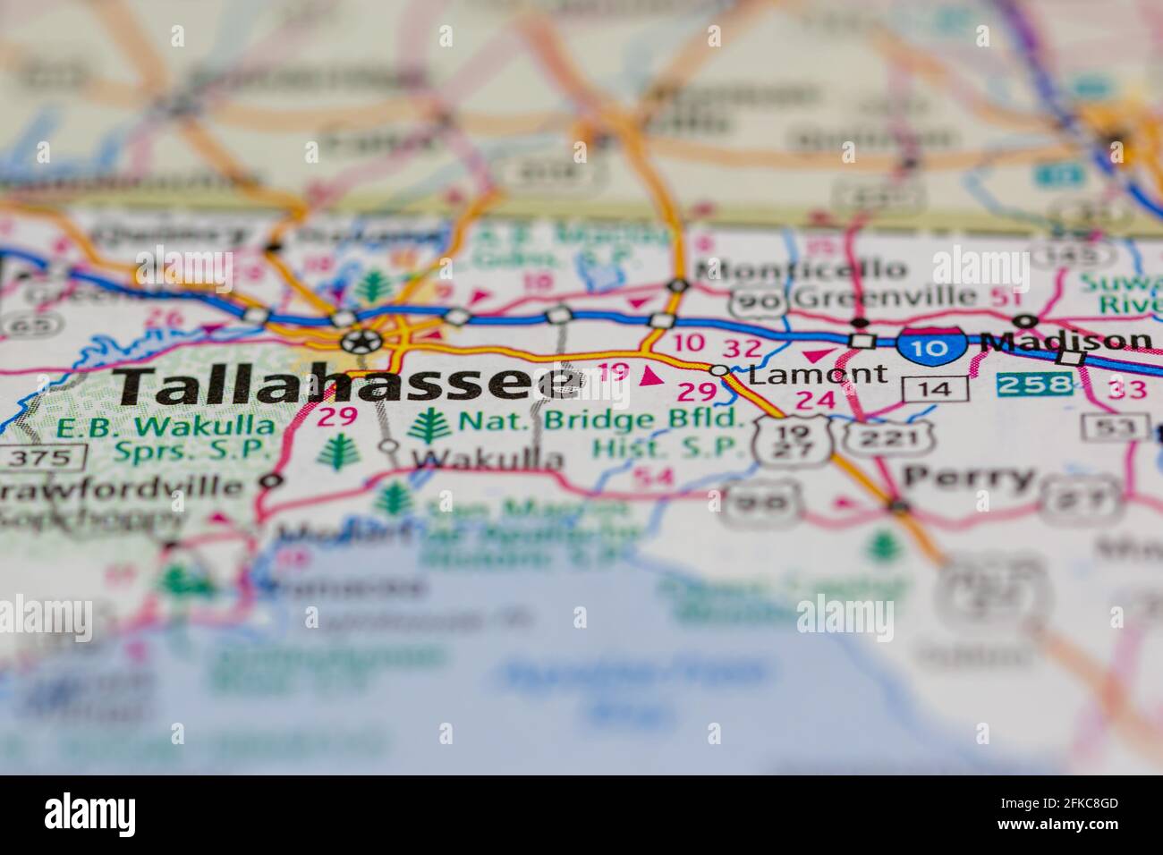 Tallahassee Florida USA Shown on a geography map or road map Stock Photo