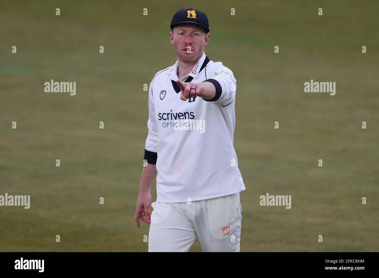 CHESTER LE STREET, UK. APRIL 30TH Liam Norwell of Warwickshire during the LV= County Championship match between Durham County Cricket Club and Warwickshire County Cricket Club at Emirates Riverside, Chester le Street on Friday 30th April 2021. (Credit: Mark Fletcher | MI News) Credit: MI News & Sport /Alamy Live News Stock Photo