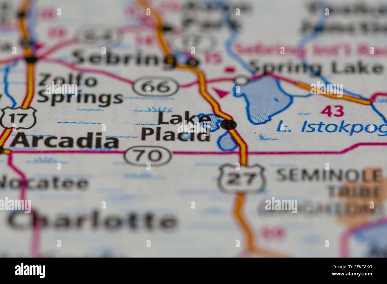Lake Placid Florida USA Shown on a geography map or road map Stock Photo