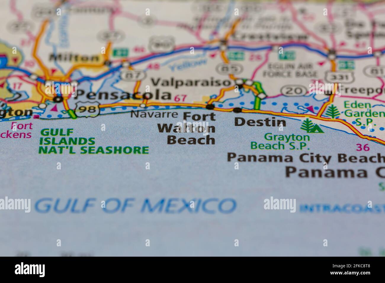 Fort Walton Beach Florida USA Shown on a geography map or road map Stock Photo