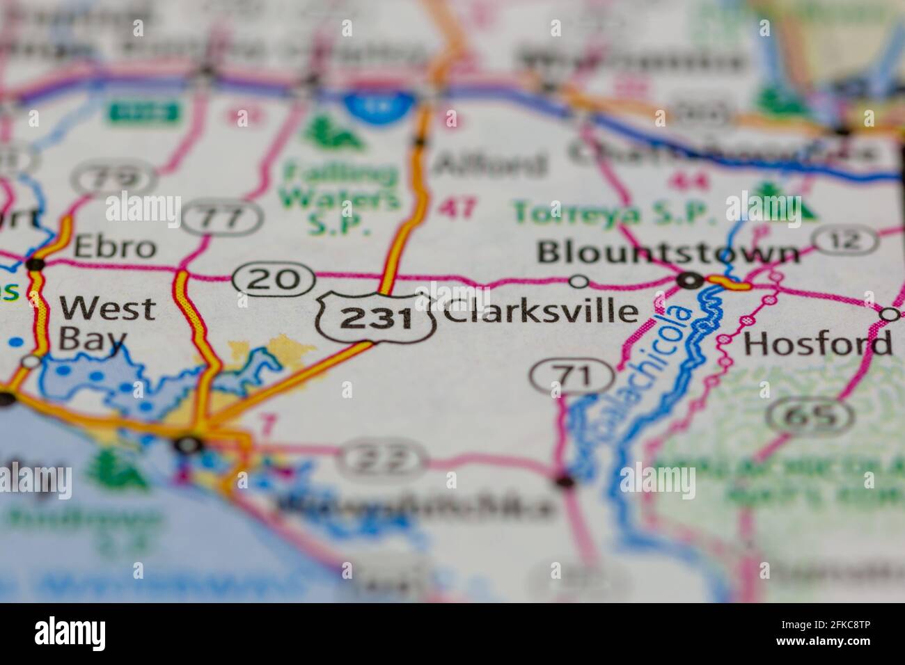 Clarksville Florida USA Shown on a geography map or road map Stock