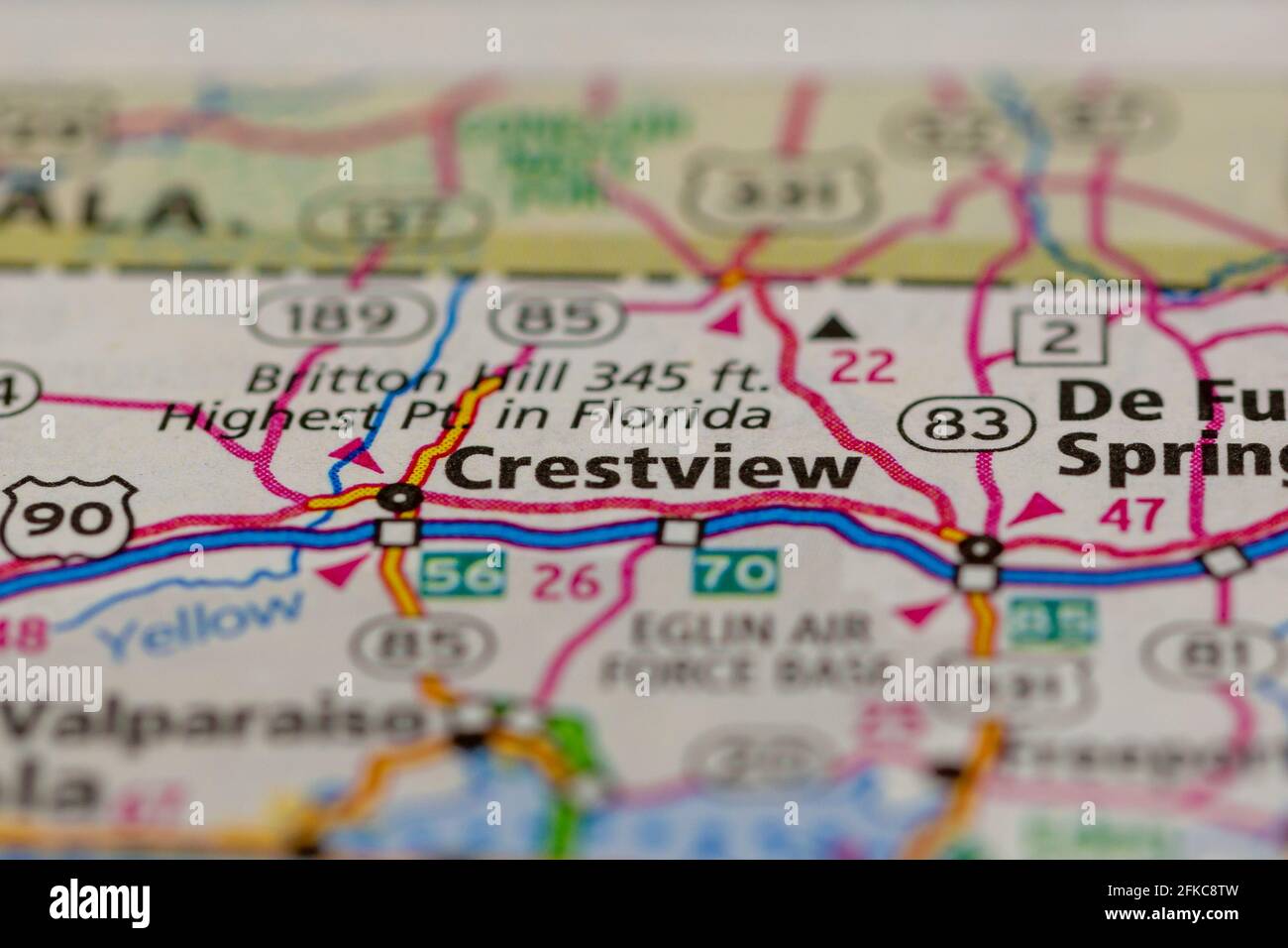 Crestview Florida USA Shown on a geography map or road map Stock Photo