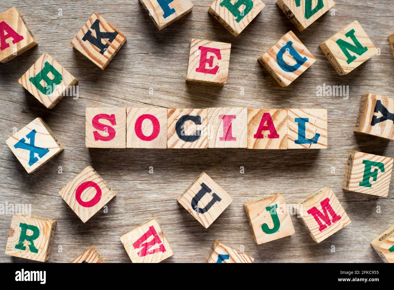 Letter block in word social with another alphabet on wood background Stock  Photo - Alamy