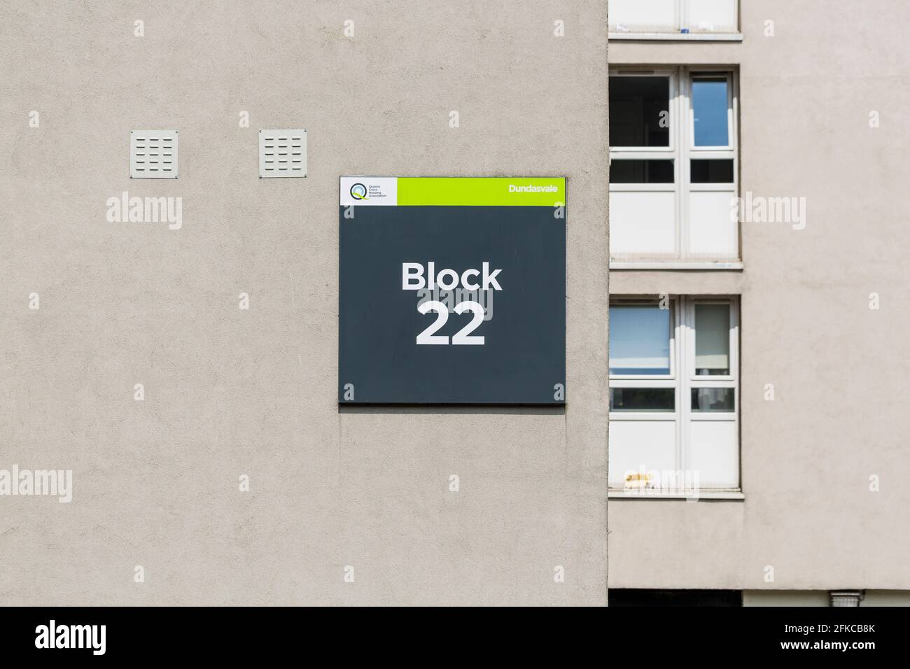 Block 22 sign, Dundasvale, Cowcaddens, Glasgow, Scotland, UK Stock Photo