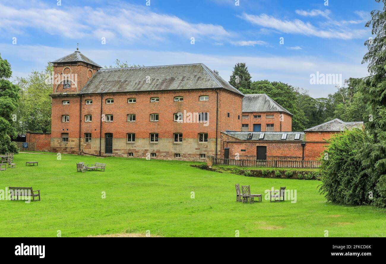 An old ex stable block converted to a restaurant and café, Weston Park, Weston-under-Lizard, near Shifnal, Staffordshire, England, UK. Stock Photo