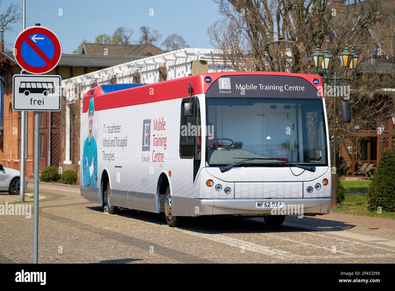 Mobile Training Centre of the American group Edwards Lifesciences at a promotional event in Magdeburg in Germany. Stock Photo