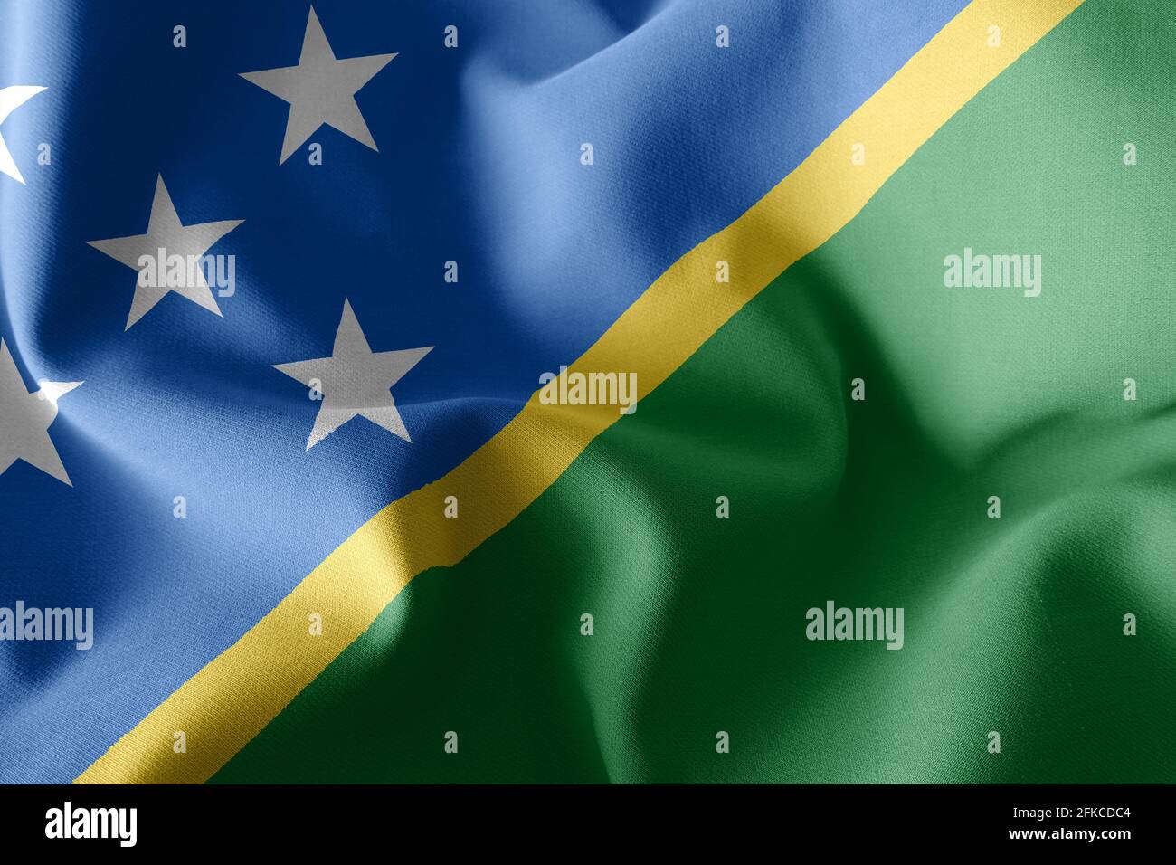 3D illustration flag of Solomon Islands. Waving on the wind flag ...