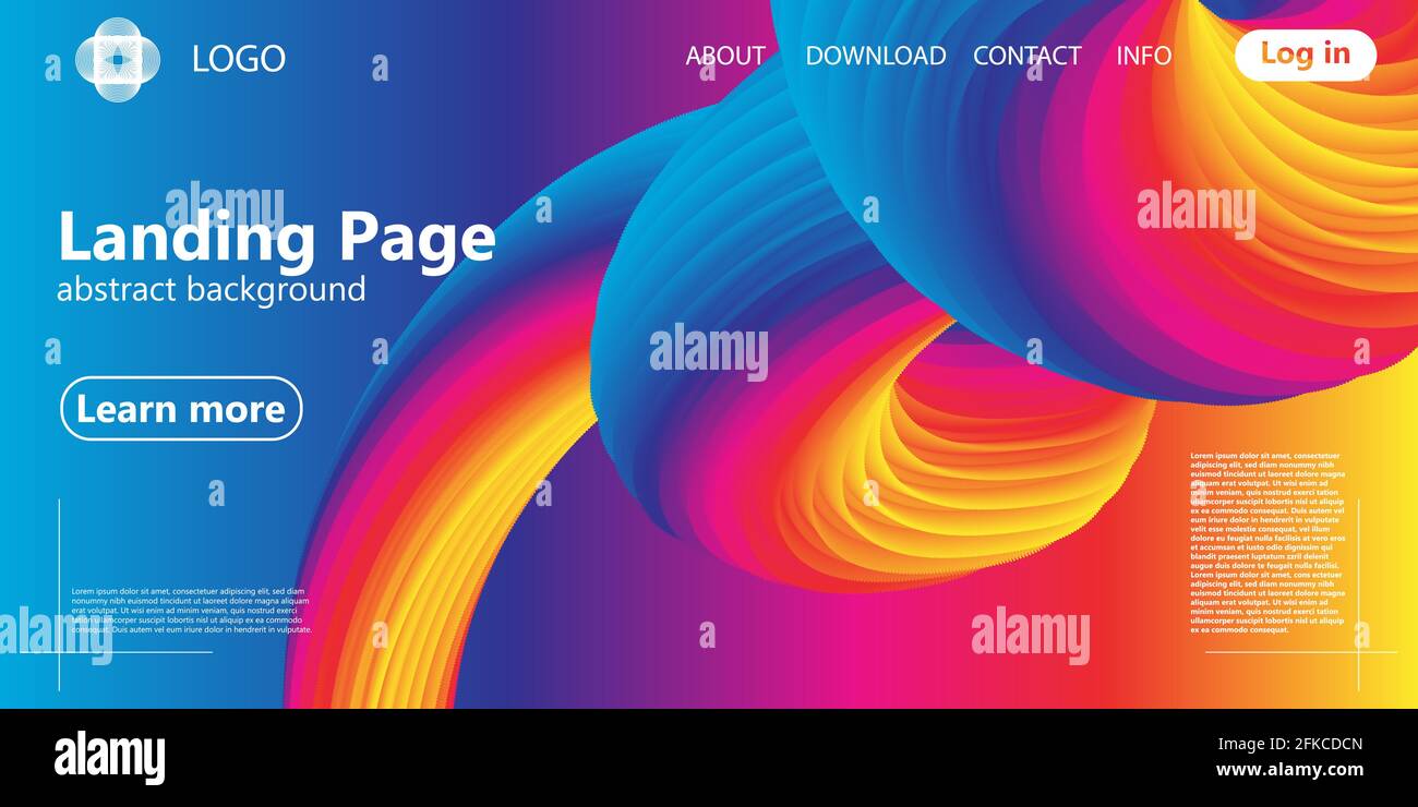 Landing page. Flow shape. Fluid background. Colorful gradient. Vector ...