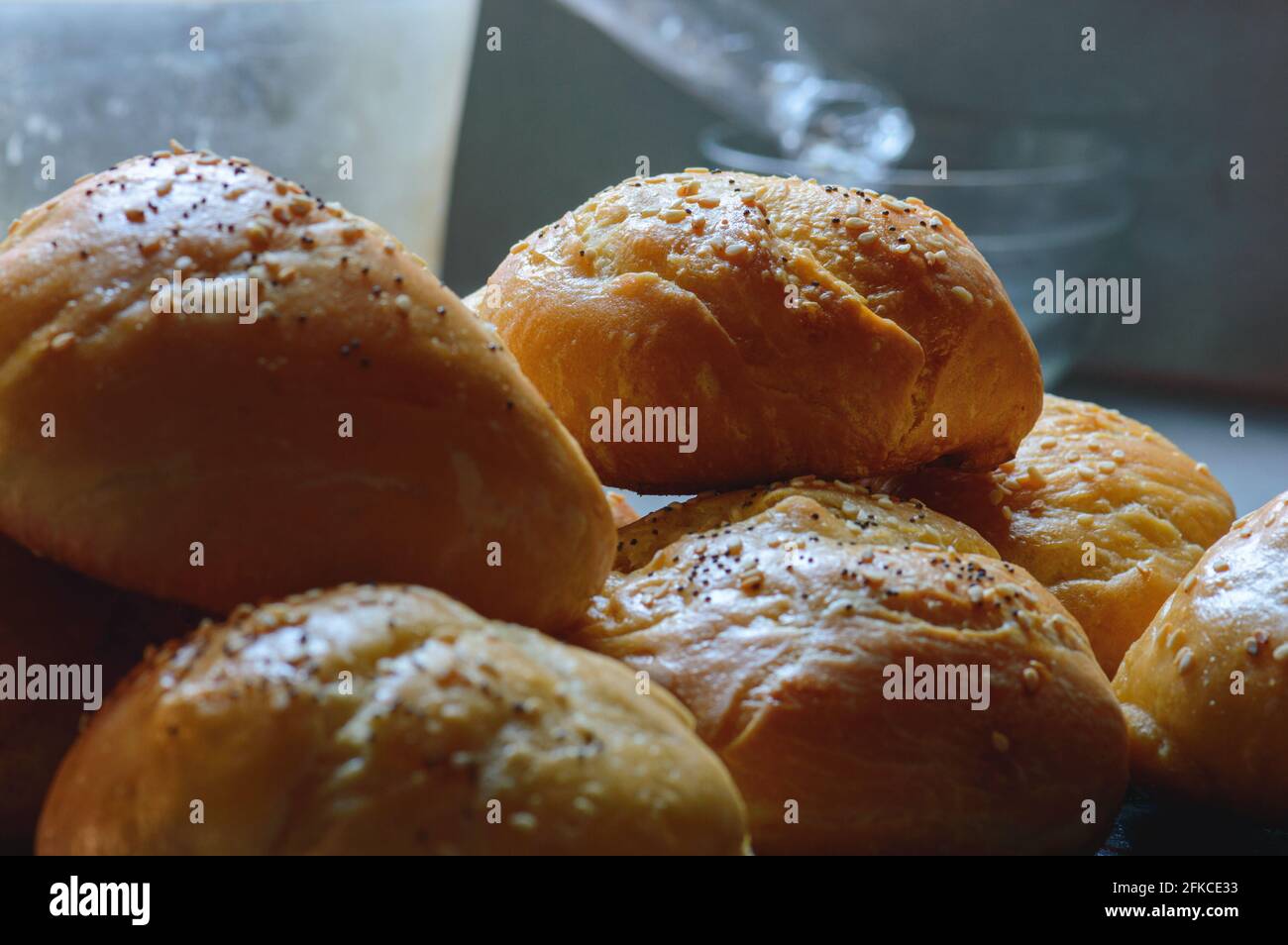 Home baking artisan brioche burger buns. Cooking bread Stock Photo Alamy