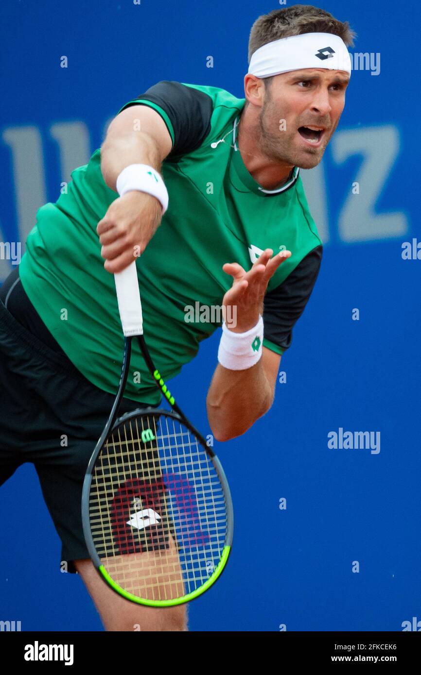 Munich, Germany. 30th Apr, 2021. Tennis: ATP Tour - Munich, Singles, Men,  Quarterfinals. Basilashvili (Georgia) - Gombos (Slovakia). Norbert Gombos  in action. Credit: Sven Hoppe/dpa/Alamy Live News Stock Photo - Alamy