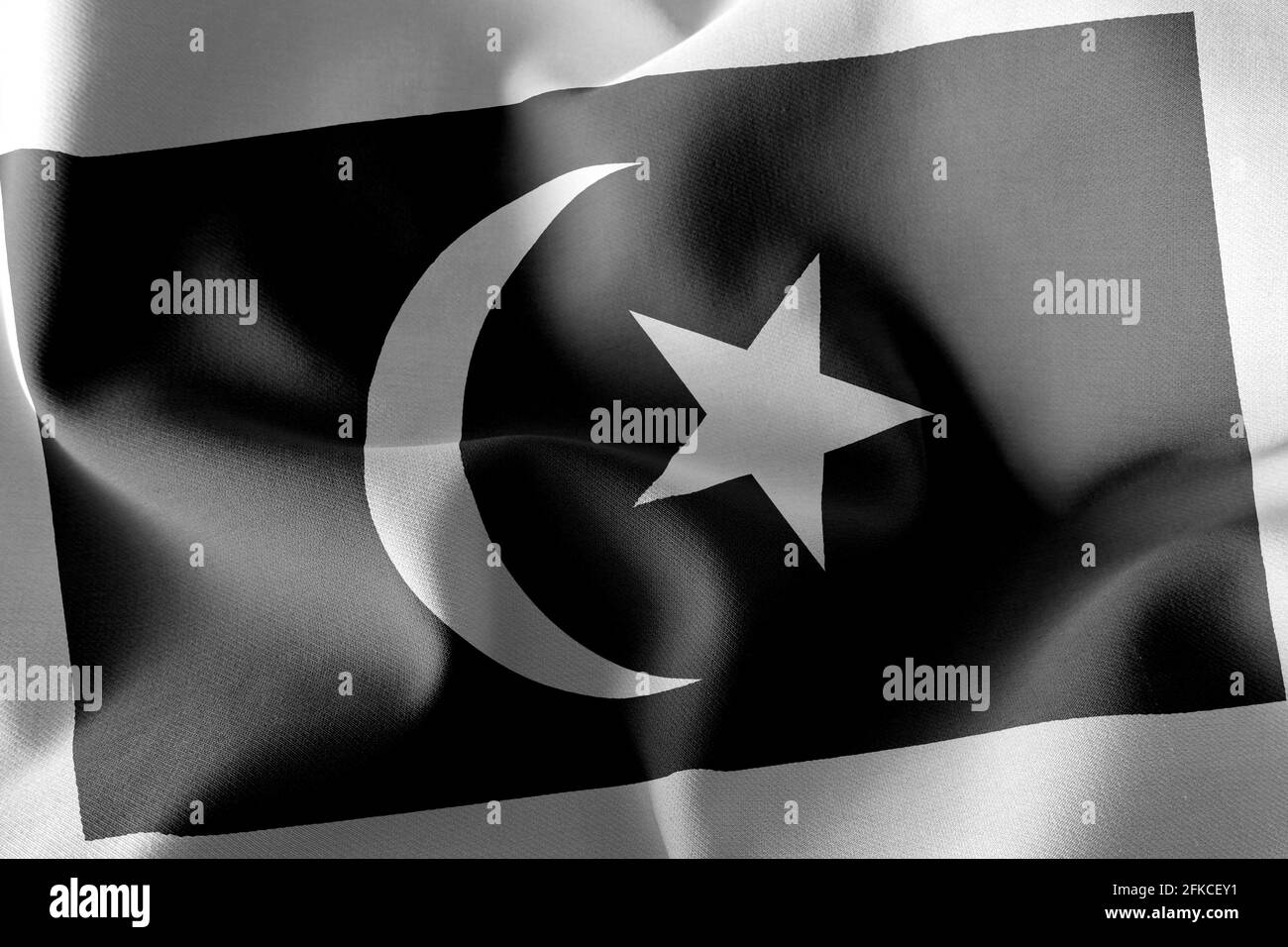 3D illustration flag of Terengganu is a state of Malaysia. Waving on the wind flag textile background Stock Photo