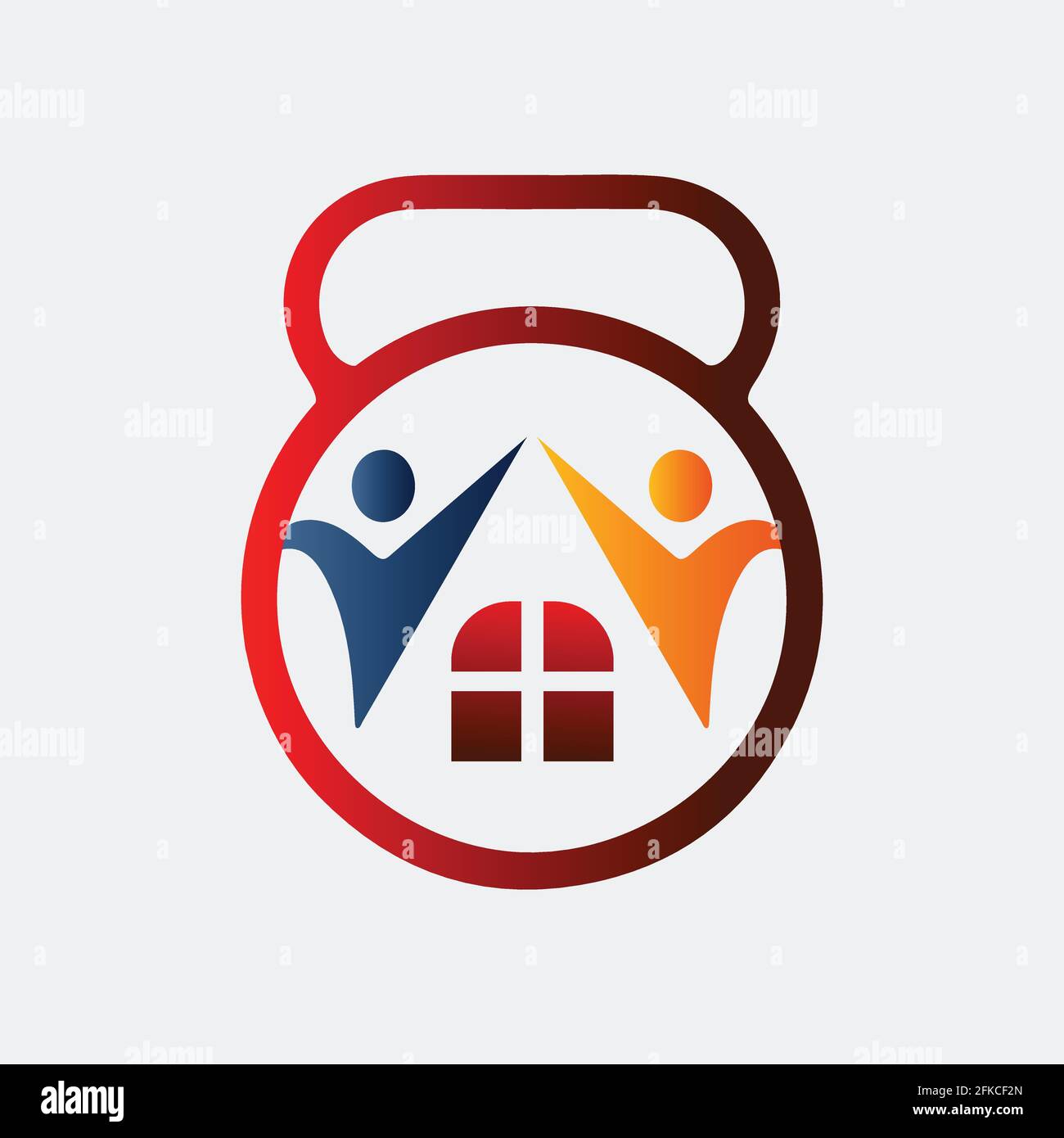 Home Care with fitness dumbbell icon vector logo design. Stock Vector
