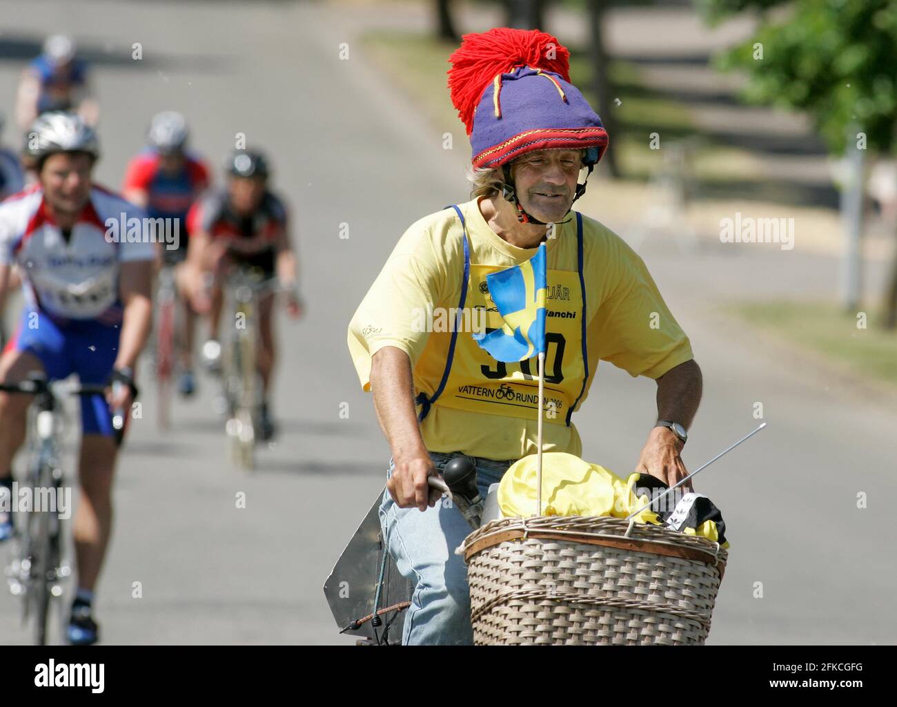 Stig Lappen Johansson, one of the round's audience favorites, on his way to  the finish, during the cycling exercise race Vätternrundan, in the city of  Motala, Sweden Stock Photo - Alamy