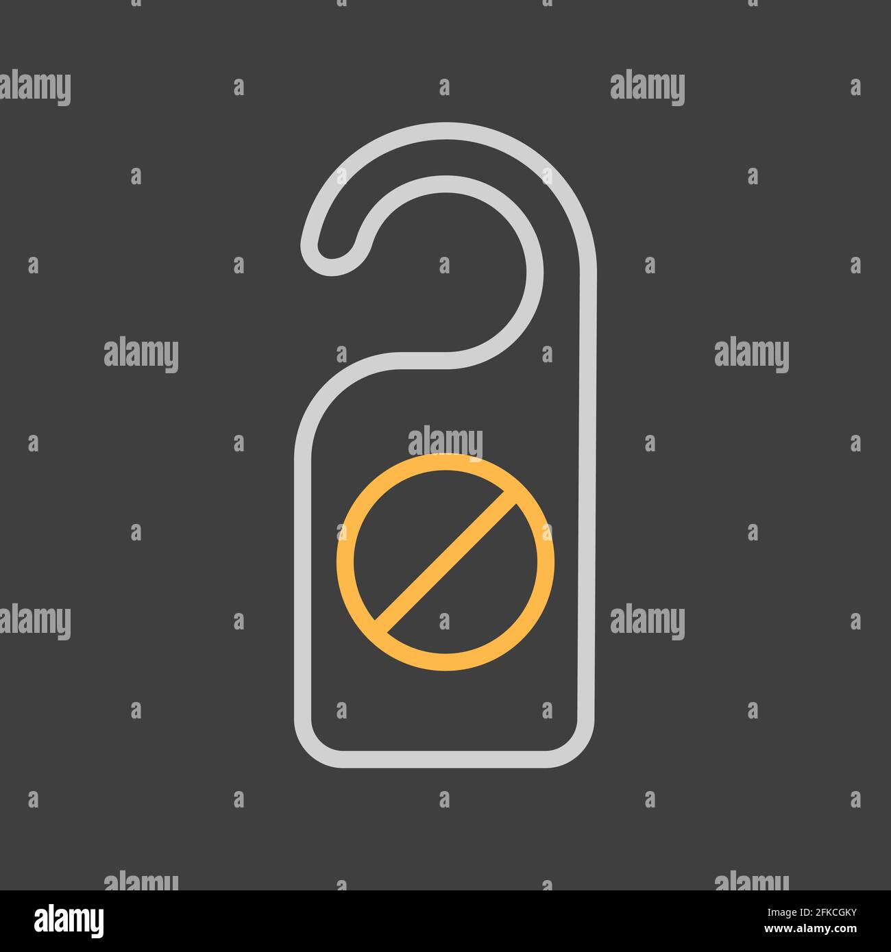 Do not disturb sign vector icon on dark background. Red hotel door warning messages. Graph symbol for travel and tourism web site and apps design, UI Stock Vector