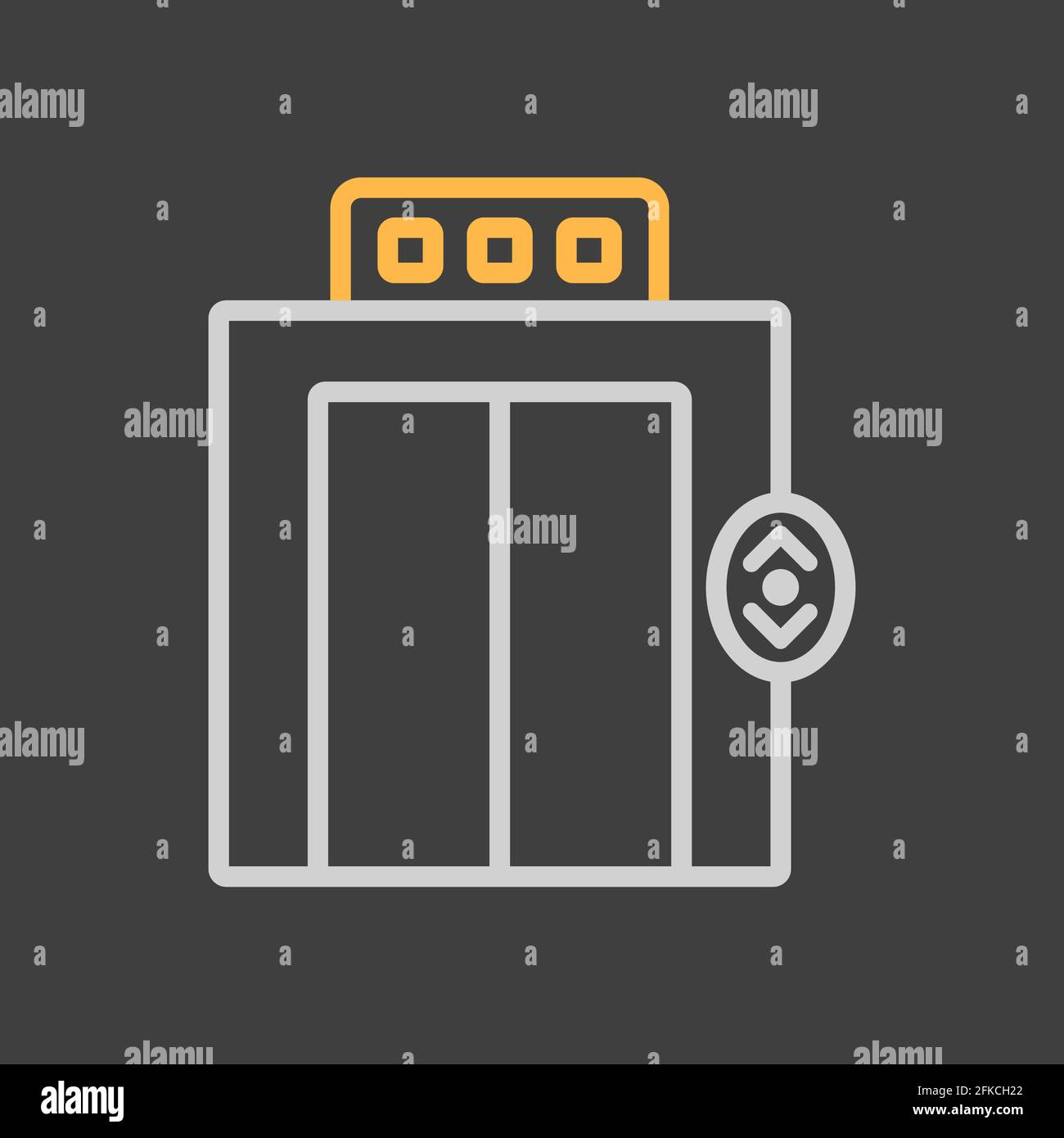 Elevator, lift flat vector icon on dark background. Graph symbol for travel and tourism web site and apps design, logo, app, UI Stock Vector
