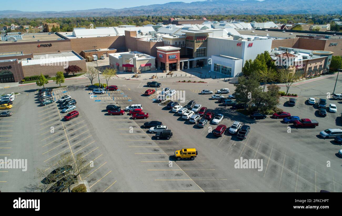 Mostly empty parking lot at the mall Stock Photo
