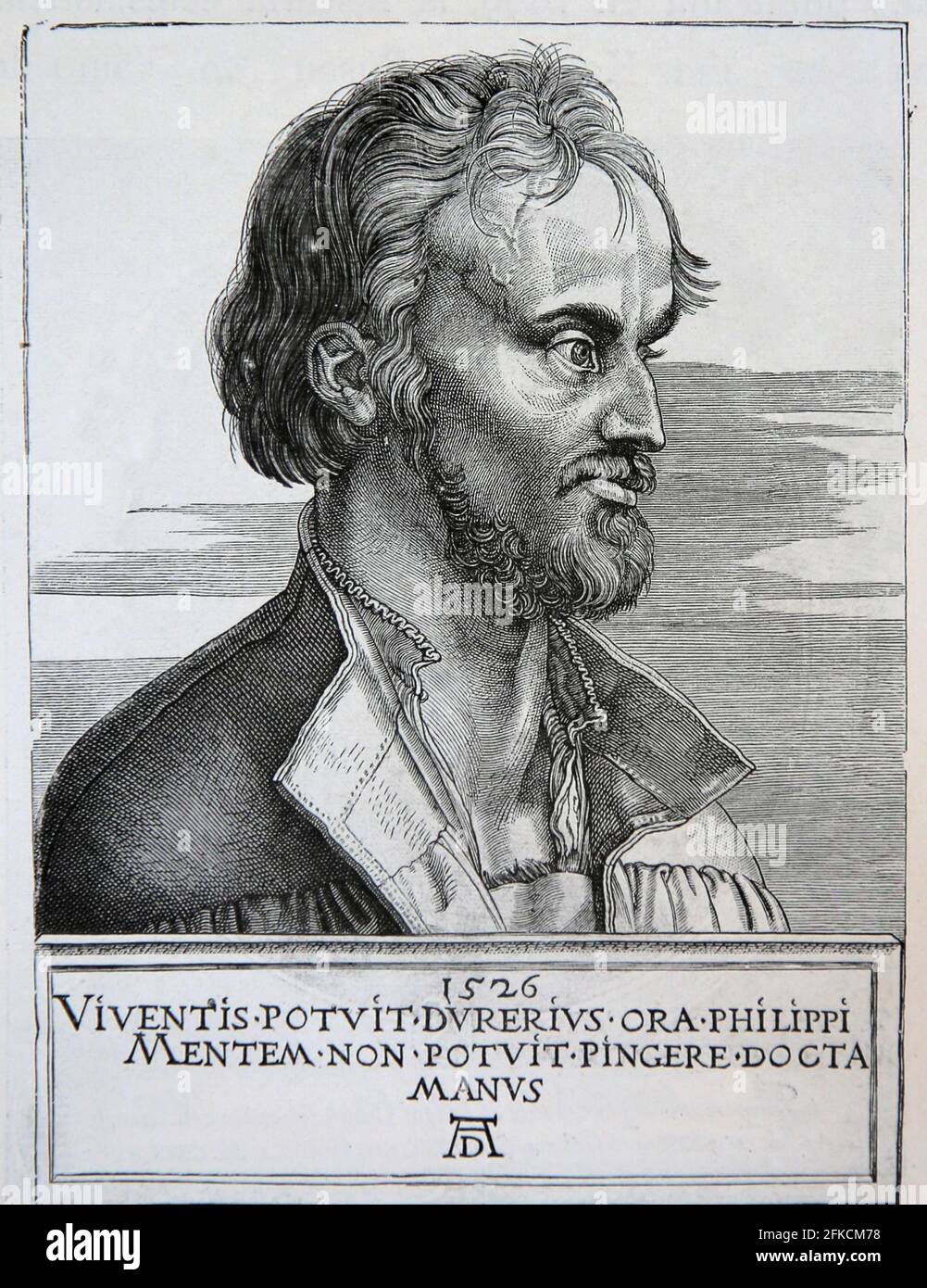 Philip Melanchthon (1497-1560). German Lutheran reformer, collaborator with Martin Luther. Portrait. Germania, 1882. Stock Photo