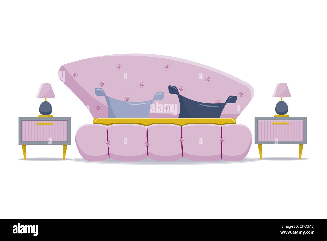 Bed with nightstands vector illlustration isolated on white background Stock Vector