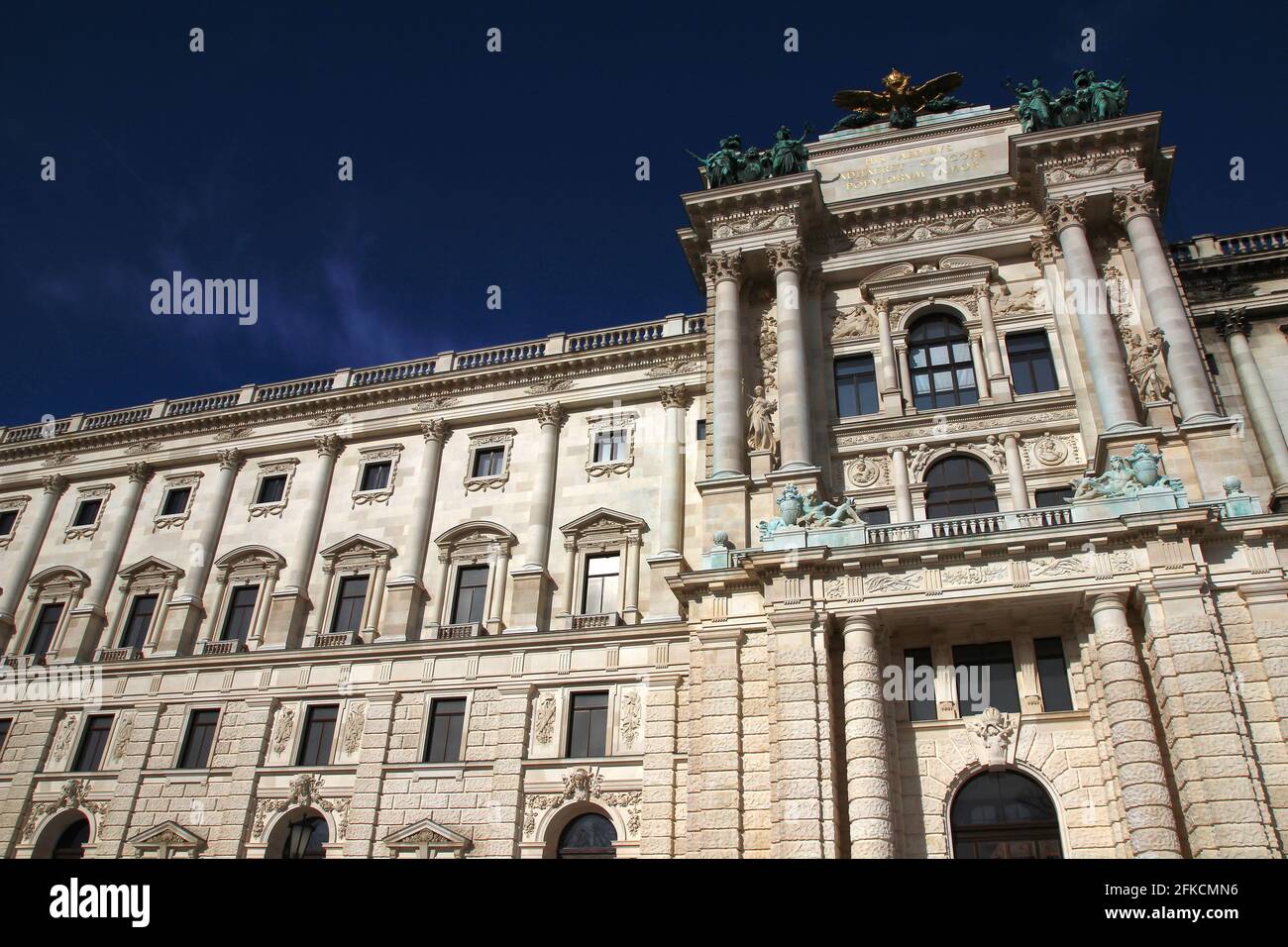 View of the neoclassical facade of Neue Burg (New Castle), seat of the National Library and the Museum of Art History, in Vienna, Austria. Stock Photo
