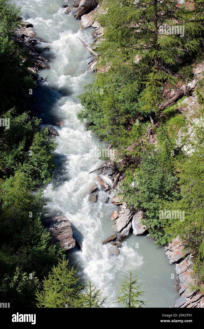 Plima river gorge in Martell Valley (Martelltal), Bolzano, Trentino-Alto Adige, Italy Stock Photo