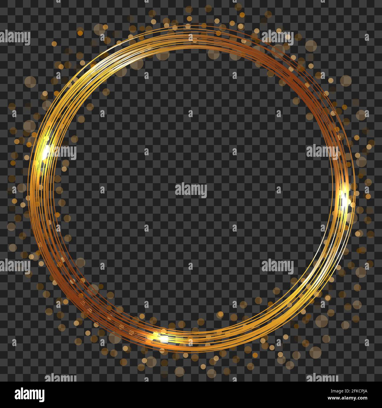 Vector golden frame with lights effects. Shining rectangle banner ...