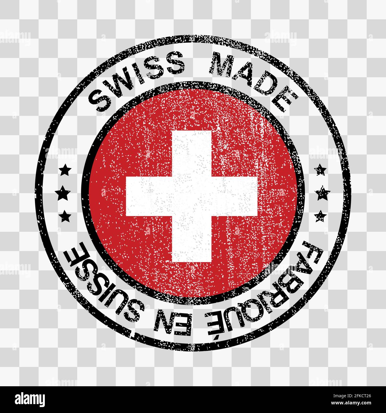 Made in Switzerland stamp in grunge style isolated distressed icon Template for your design Stock Vector