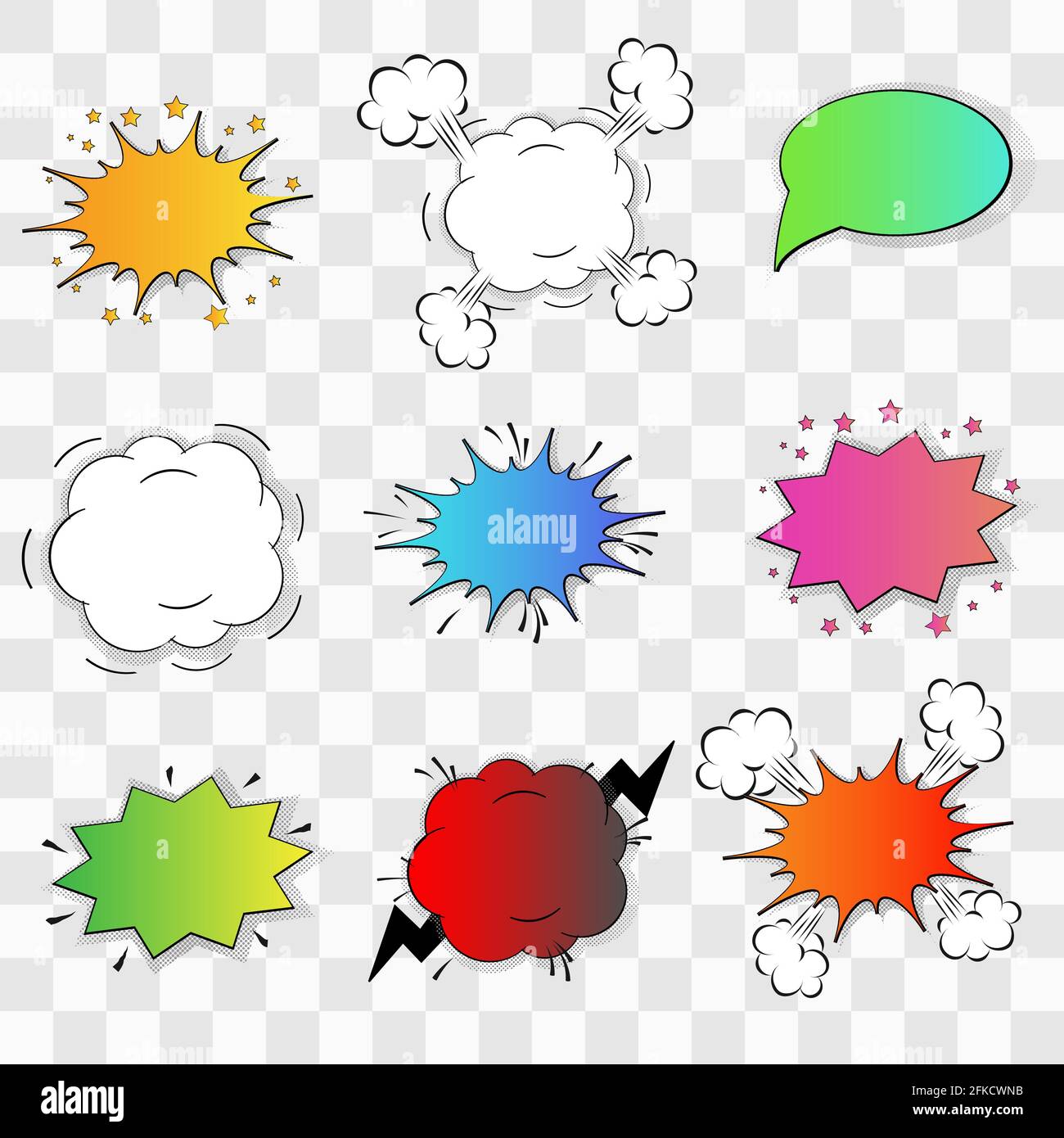 Vector comic speach bubble on transparent background. Template for your design Stock Vector
