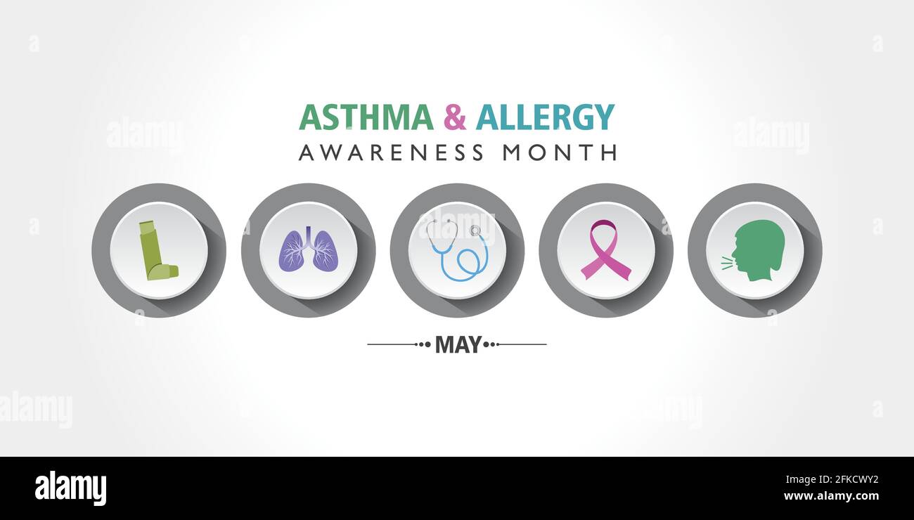 Vector illustration of asthma and allergy awareness month observed each