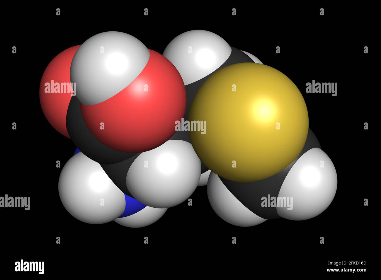 LMethionine amino acid molecule 3D render chemical structure Stock