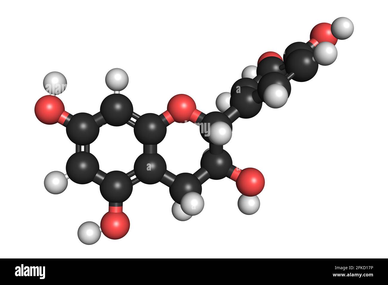 Catechin tea antioxidant molecule 3D render chemical structure Stock Photo