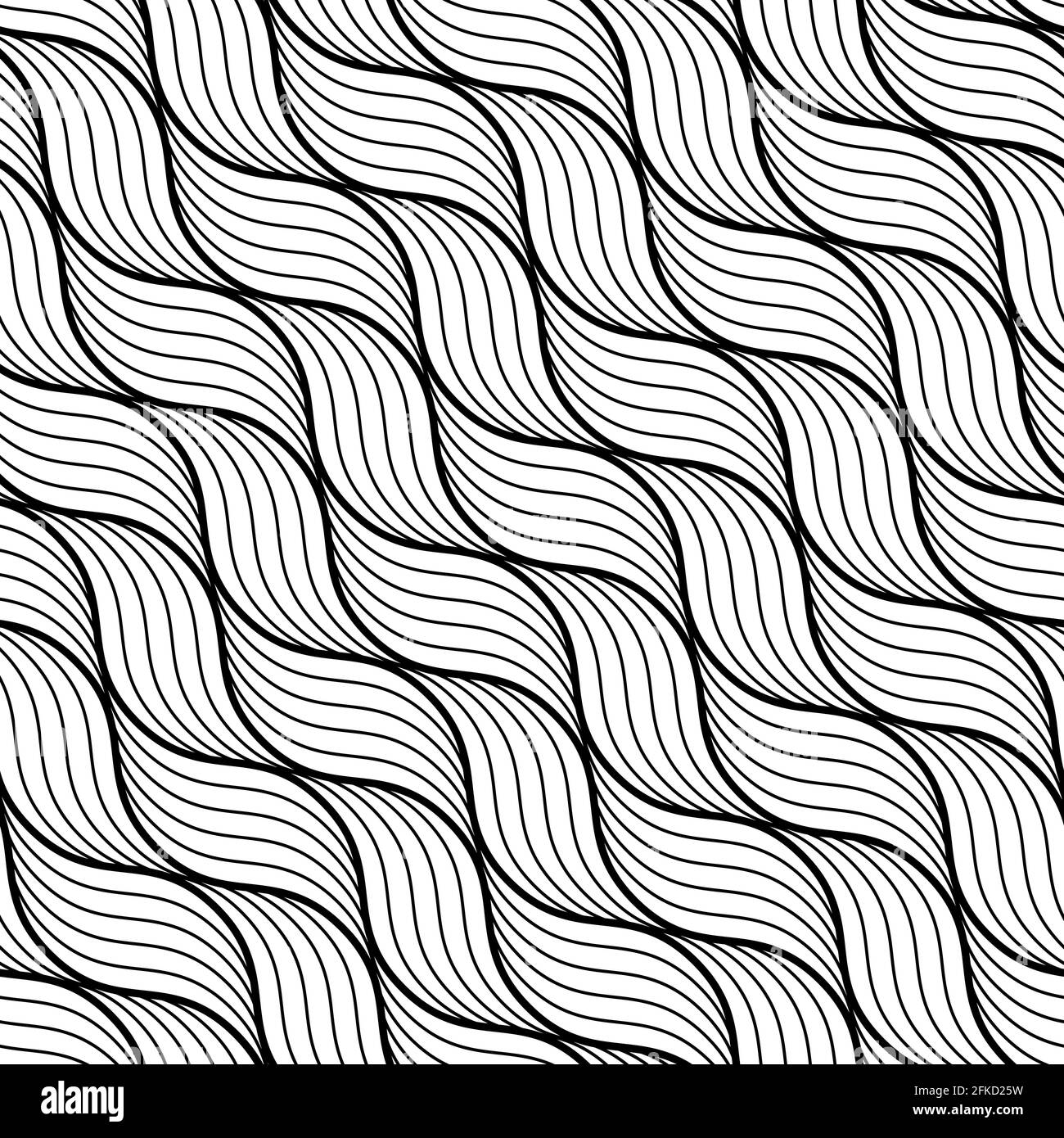 geometric wave pattern. Seamless vector background.Black and white