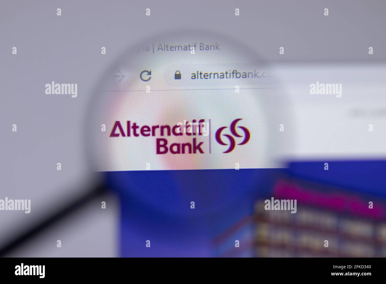 New York, USA - 26 April 2021: Alternatif Bank company logo close-up on website page, Illustrative Editorial Stock Photo