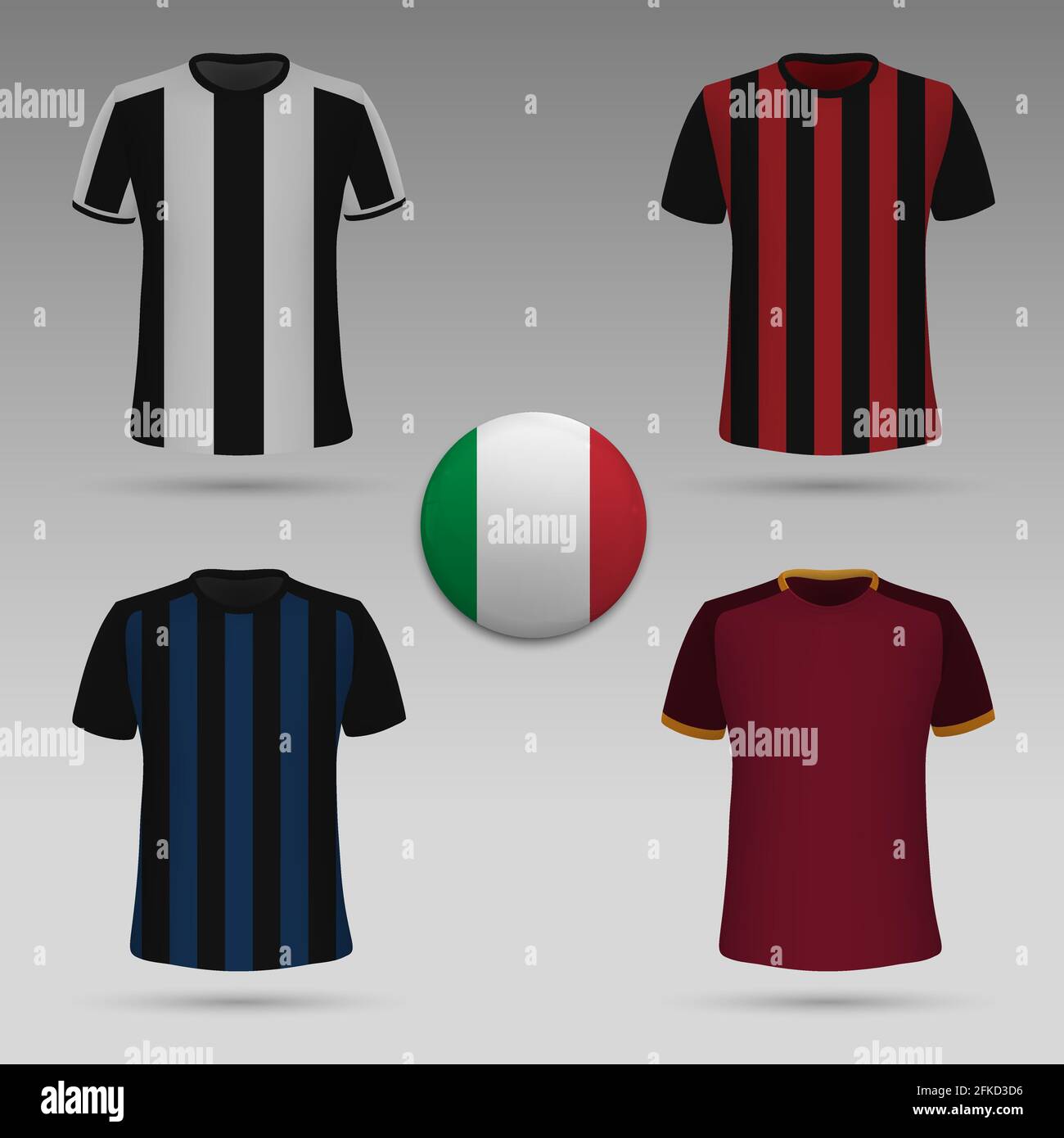 set of Italian football kit, t-shirt template. soccer jersey. Vector illustration Template for your design Stock Vector