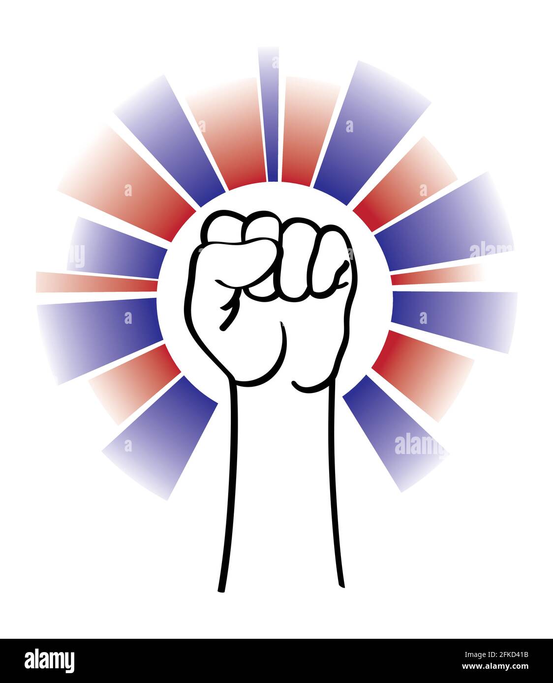konstant Ooze yderligere Line art illustration of a raised fist at a protest action. Blue and red  glow Stock Vector Image & Art - Alamy