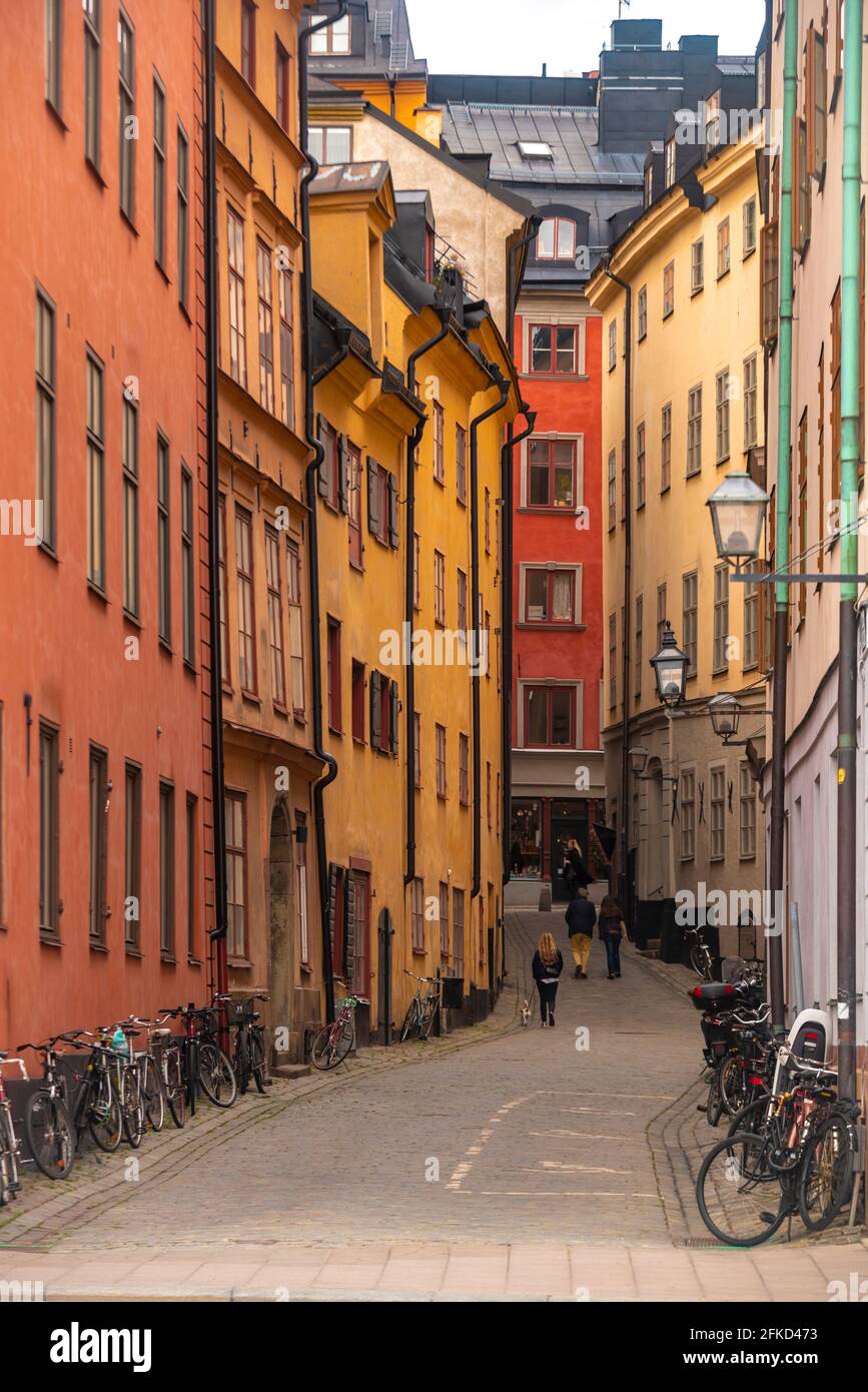Sweden, Sodermanland, Stockholm, Narrow street Stock Photo