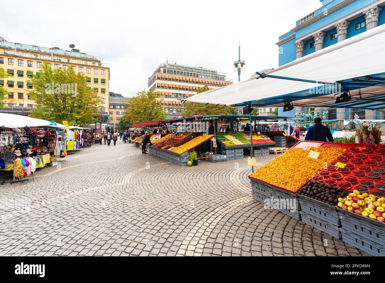 Sweden, Sodermanland, Stockholm, Market in town square Stock Photo