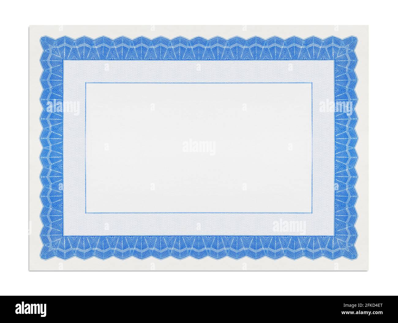 Blank Ornate Certificate Diploma Template Cut Out. Stock Photo