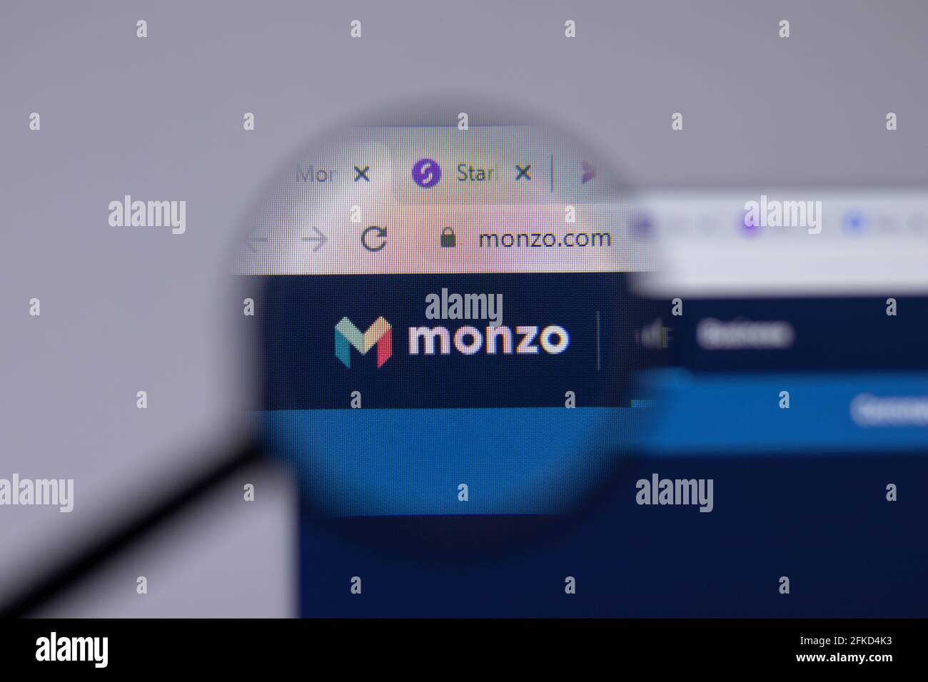 New York, USA - 26 April 2021: monzo company logo close-up on website page, Illustrative Editorial Stock Photo