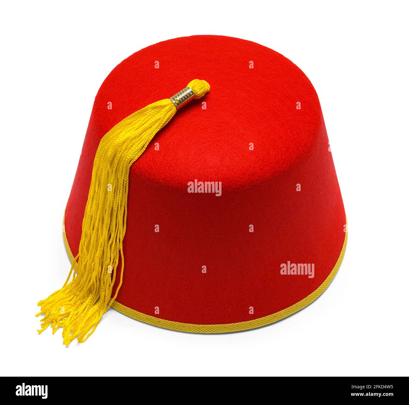 Fez Hat With Gold Tassel Cut Out. Stock Photo