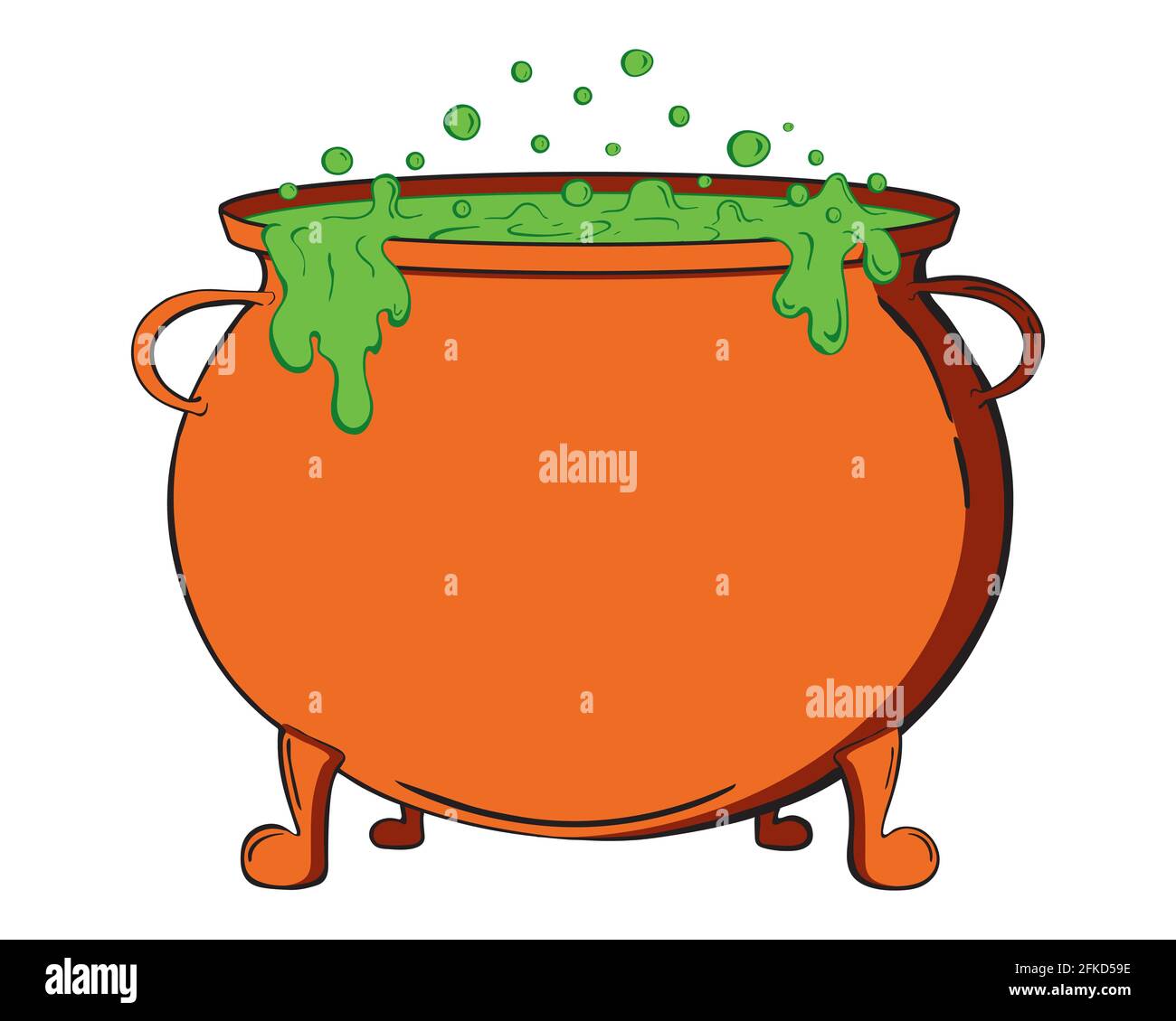 Witch cauldron isolated on the white background Stock Vector