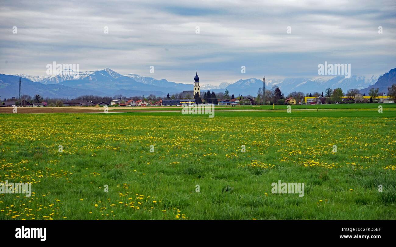 Mitterfelden, Panorama, April 2021 Stock Photo