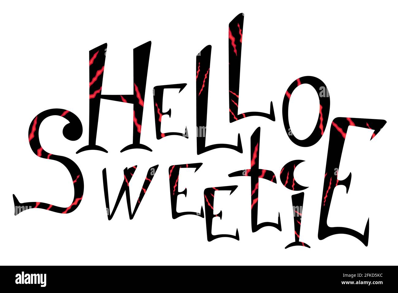 Hello sweetie lettering. Scratch hand drawn quote Stock Vector