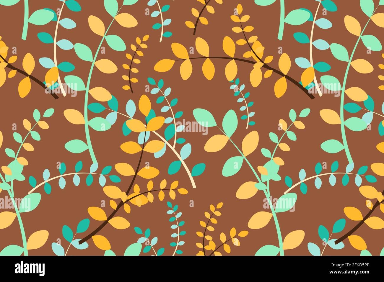 Autumn leaf and branch seamless pattern Stock Vector