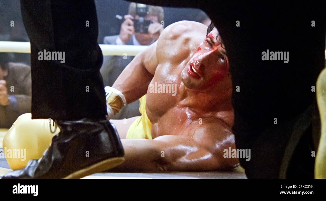 USA. Sylvester Stallone in a scene from (C) MGM/UA film: Rocky III (1982). Plot: After winning the ultimate title and being the world champion, Rocky falls into a hole and finds himself picked up by a former enemy. Ref: LMK110-J7064-290421 Supplied by LMKMEDIA. Editorial Only. Landmark Media is not the copyright owner of these Film or TV stills but provides a service only for recognised Media outlets. pictures@lmkmedia.com Stock Photo