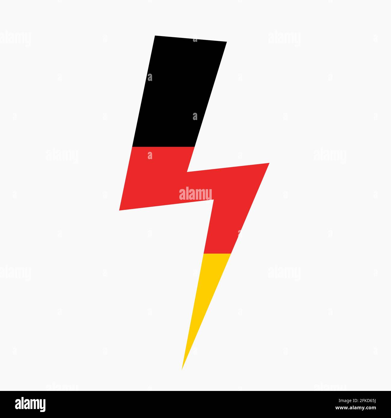 Symbol of electrical energy and power is colored by colors of german