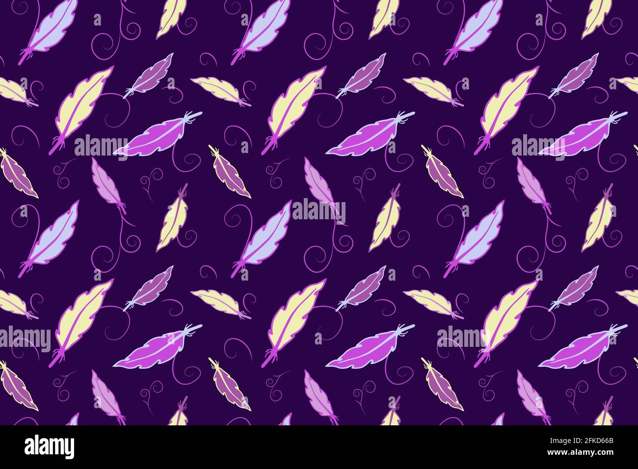 Violet dreamy feather pattern Stock Vector