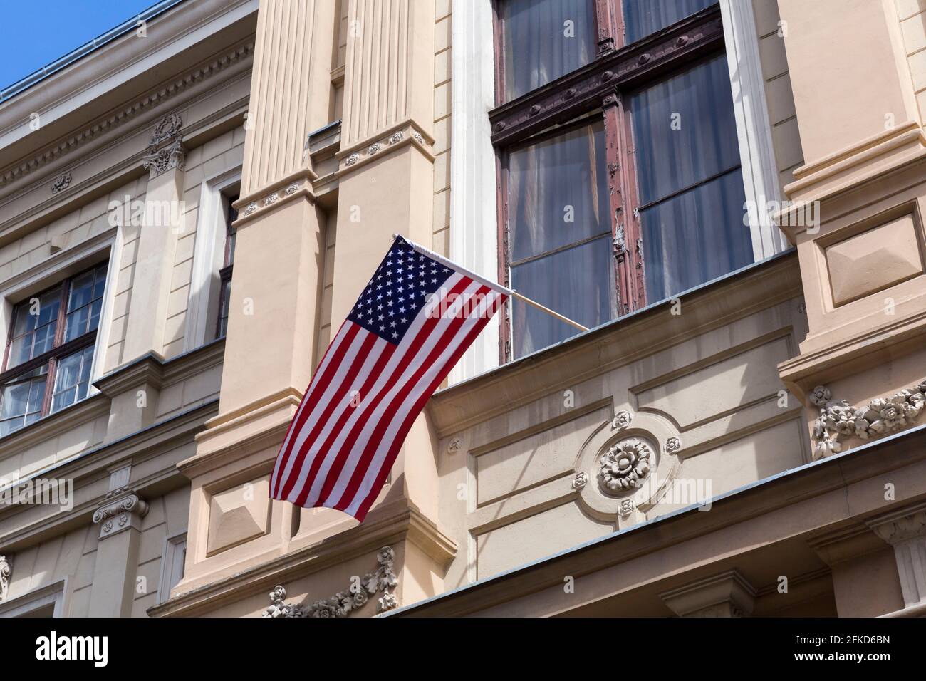 Us flag on facade hi-res stock photography and images - Alamy