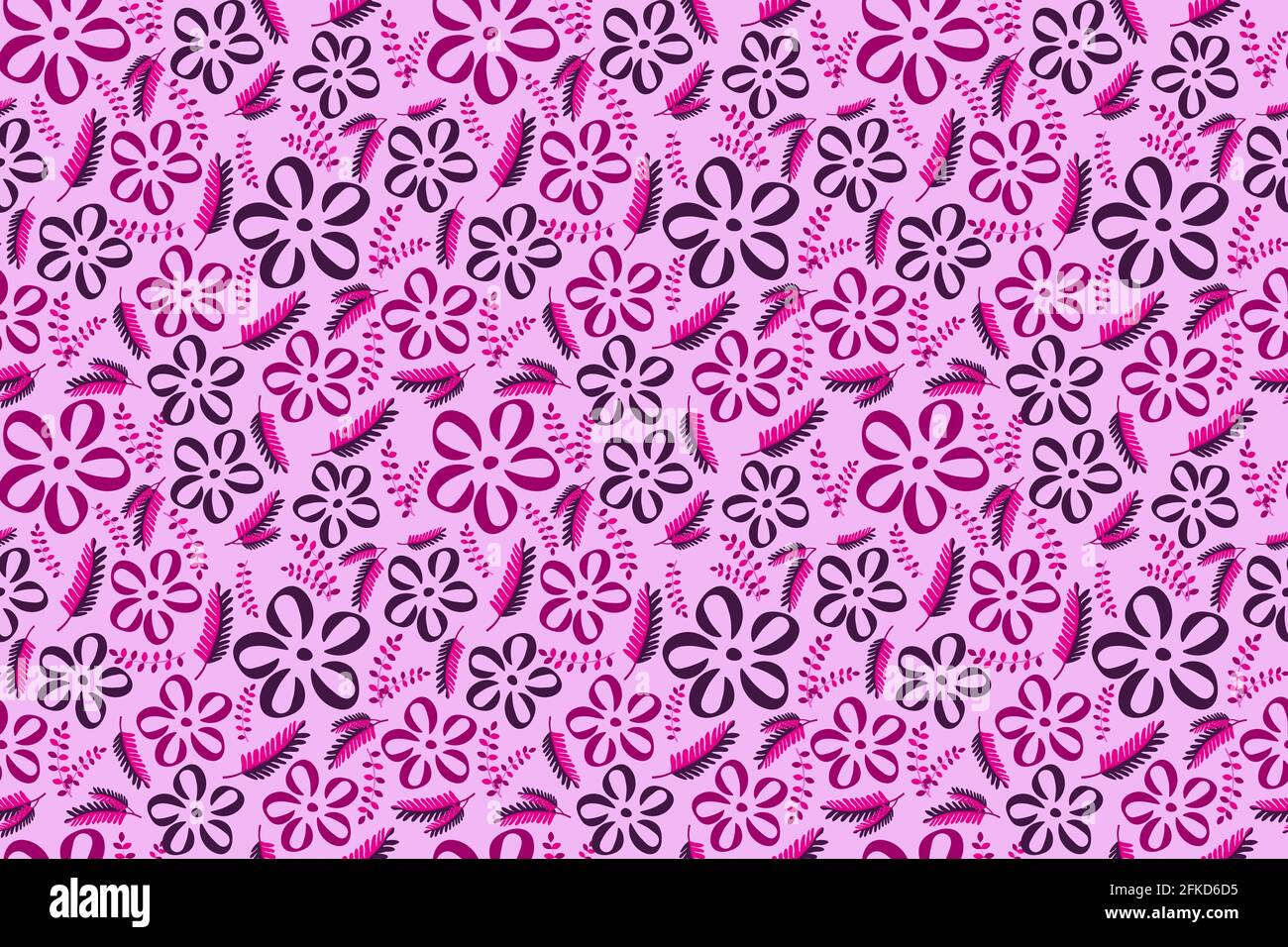 Cute hand drawn pink flower seamless pattern Stock Vector